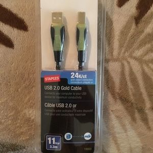 Staples USB 2.0 gold 24k/ct / 11 ft cable